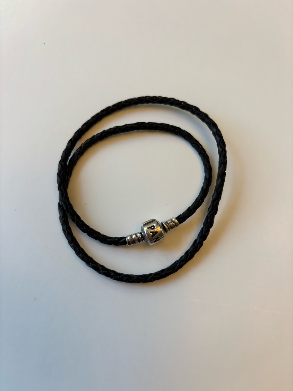 Pandora Black Braided Leather Double Wrap Bracelet / Choker Necklace